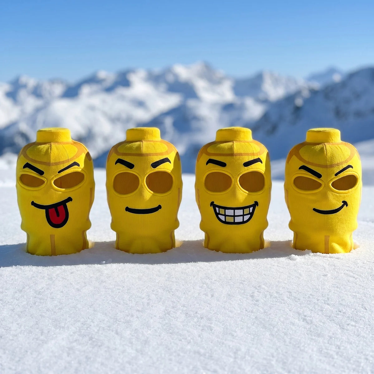 Pasamontañas de punto con cara de muñeco para esquí, las 4 caras
